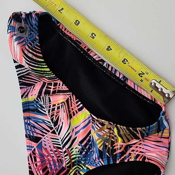 Ripzone 2 Piece Girls Tropical Leaf Pink Yellow Blue Print Bikini Set Size Large - Picture 11 of 12